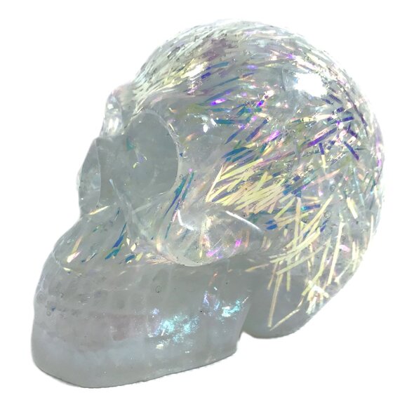Iridescent White Resin Skull - Picture 1 of 7